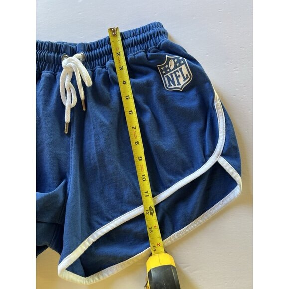 WEAR by Erin Andrews blue white hem gym retro shorts NFL sz M Swifties festival - Picture 8 of 9